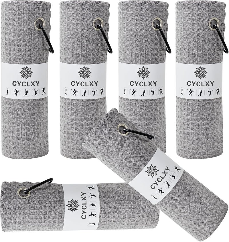 CYCLXY 6 Pcs Golf Bag Towels,16" X 16",Microfiber Waffle Pattern for Golf Bags Towel for Men Women,Fishing Essentials Gifts with Carabiner Clip,Dish Cloth,Kitchen Clean Towels - Image 1